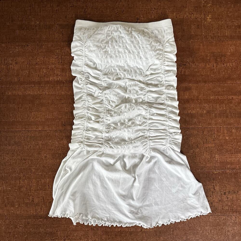 NWT Deadstock Y2K Guess White Ruched Strapless Mini Dress M/L Built In Bra